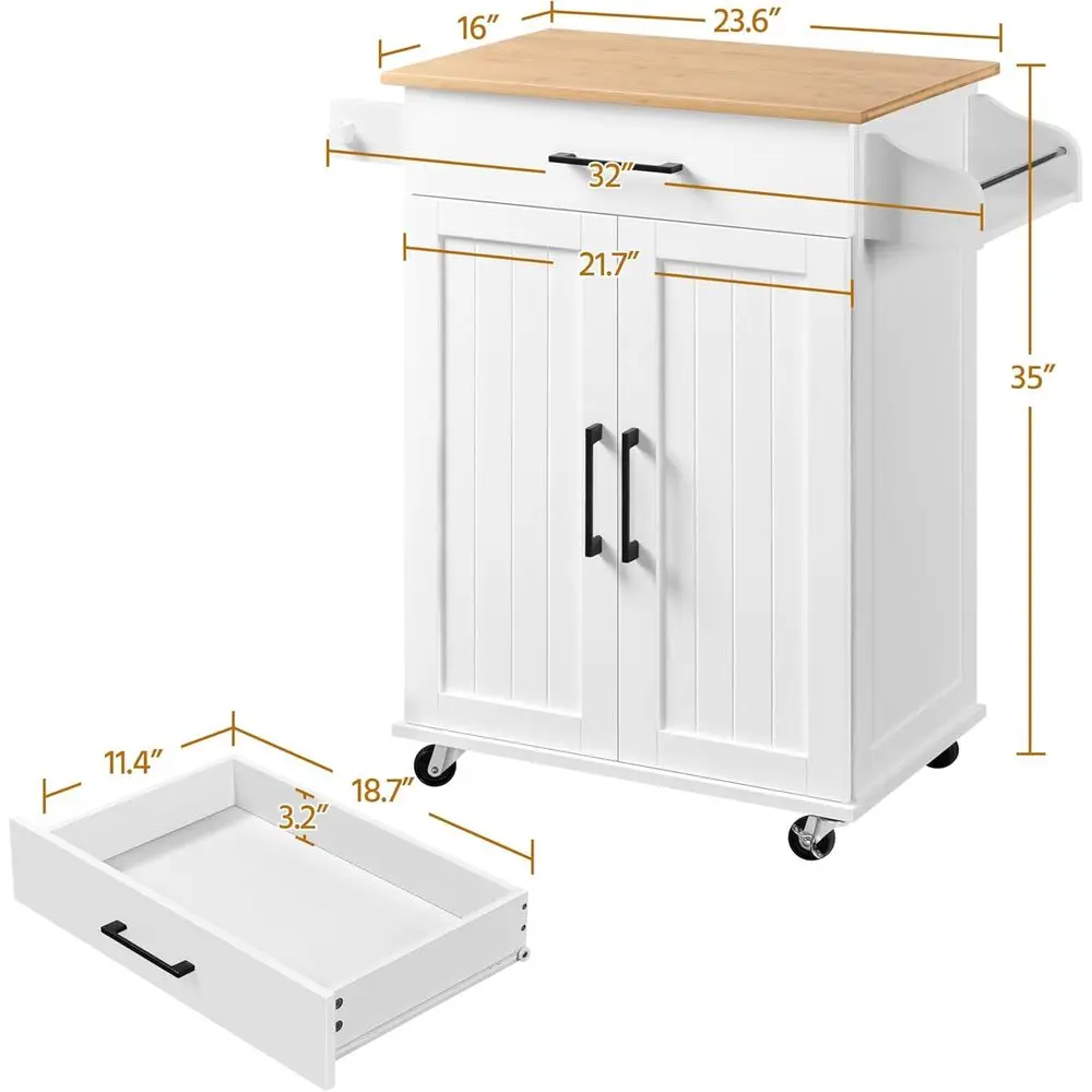 White Rolling Kitchen Cart wit - Coffee Equipment Rack ulasan dan harga