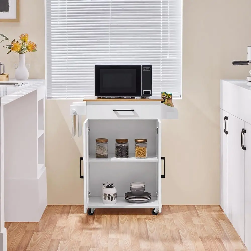White Rolling Kitchen Cart wit - Coffee Equipment Rack ulasan dan harga
