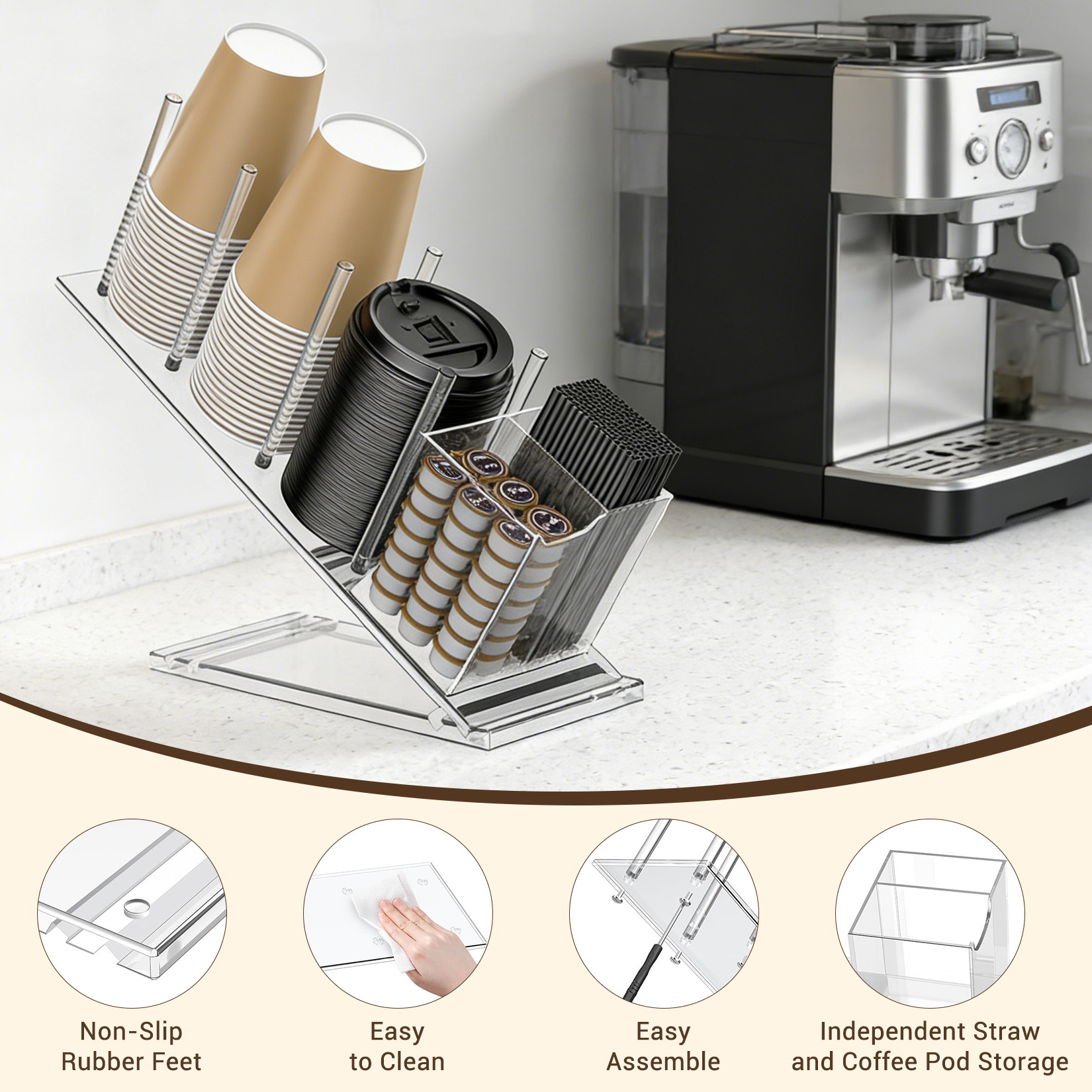 Acrylic Coffee Cup Holder Adju - Coffee Equipment Rack ulasan dan harga